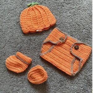 So 'Dorable Crocheted Pumpkin Baby Costume- 0-6m